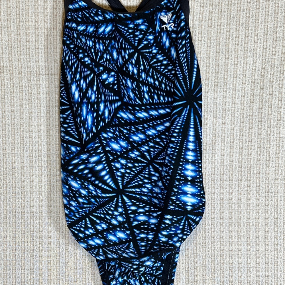 TYR Blue and Black Geometric Swimsuit